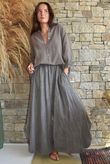 Sundaze Cheesecloth Chalk Stripe Boyfriend Shirt Mocha & Earth